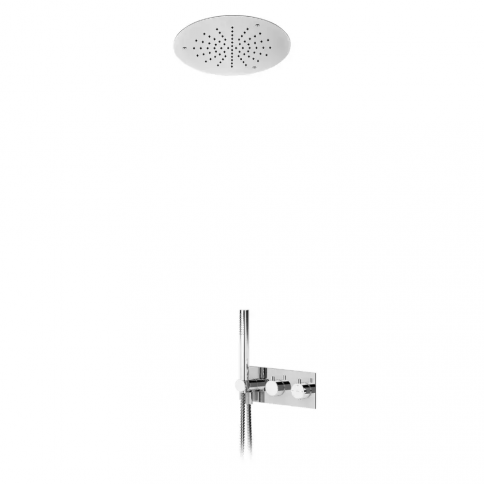 Bruma Elo Set de ducha termostático con rociador superior (lluvia) Ø380 mm y set de ducha manual, Cromo