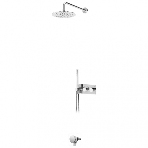Bruma Elo Set termostático de baño/ducha con rociador ABS Ø230 mm, set de ducha manual Elo y llenador de bañera, Cromo