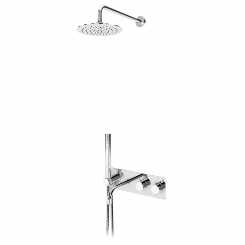 Bruma Elo Set termostático de baño/ducha con rociador ABS Ø230 mm, set de ducha manual Elo y caño de bañera, Cielo nocturno