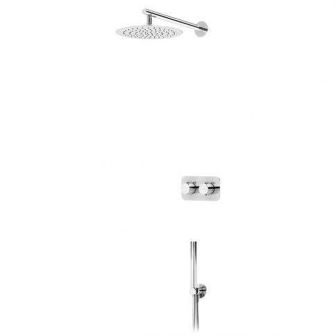 Bruma Venus Set de ducha termostático con rociador de acero inoxidable Ø250 mm y set de ducha de mano Elo separado, Cromo