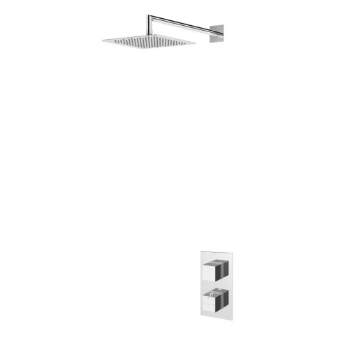 Bruma Celsius Set de ducha termostático con rociador ABS 200x200 mm, Cromo