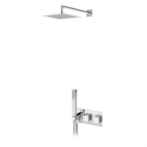 Bruma Celsius Set de ducha termostático con rociador ABS 200x200 mm y set de ducha de mano, Gunmetal